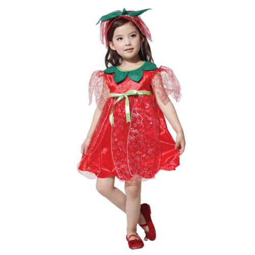 现货儿童小仙女服装节日表演红玫瑰仙女cos衣服G0164A洋装/头饰