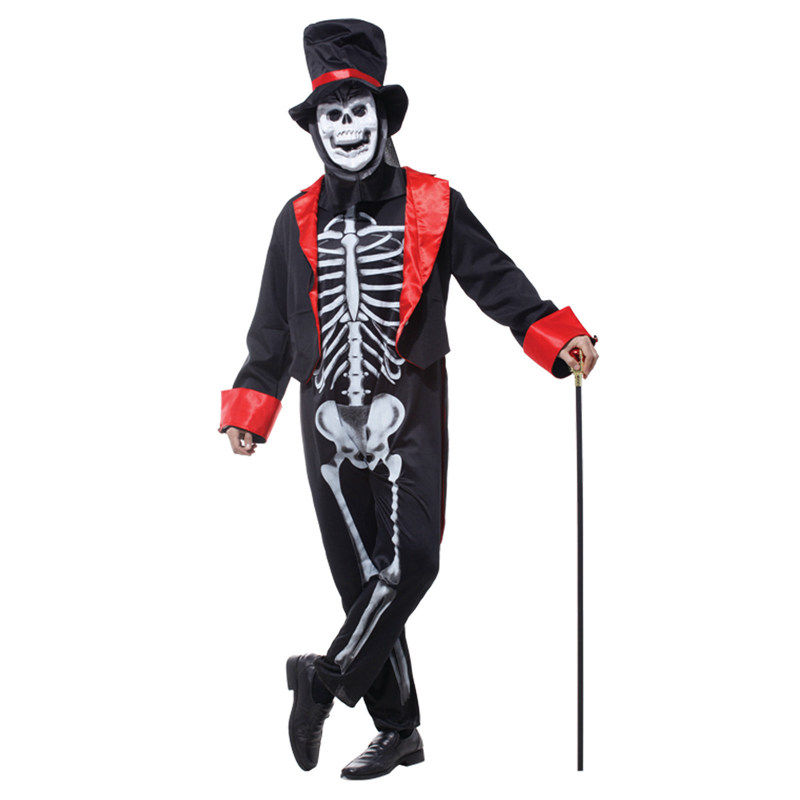 现货骷髅魔法师服装节日表演化装成人m0073外套/连身衣/帽子/面具