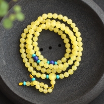 Shangshi Qingling natural amber honey wax Buddha pearl goose yellow new honey wax Buddha pearl 108 bracelets honey wax hand strings in multiple circles
