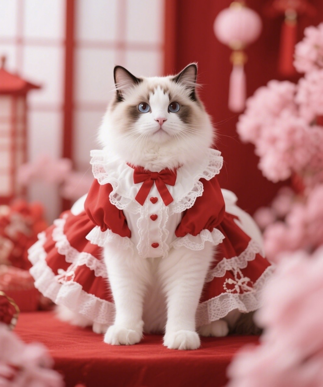 日本高定人宠疗愈系猫咪衣服萝莉塔公主布偶小型犬泰迪狗服饰宠物