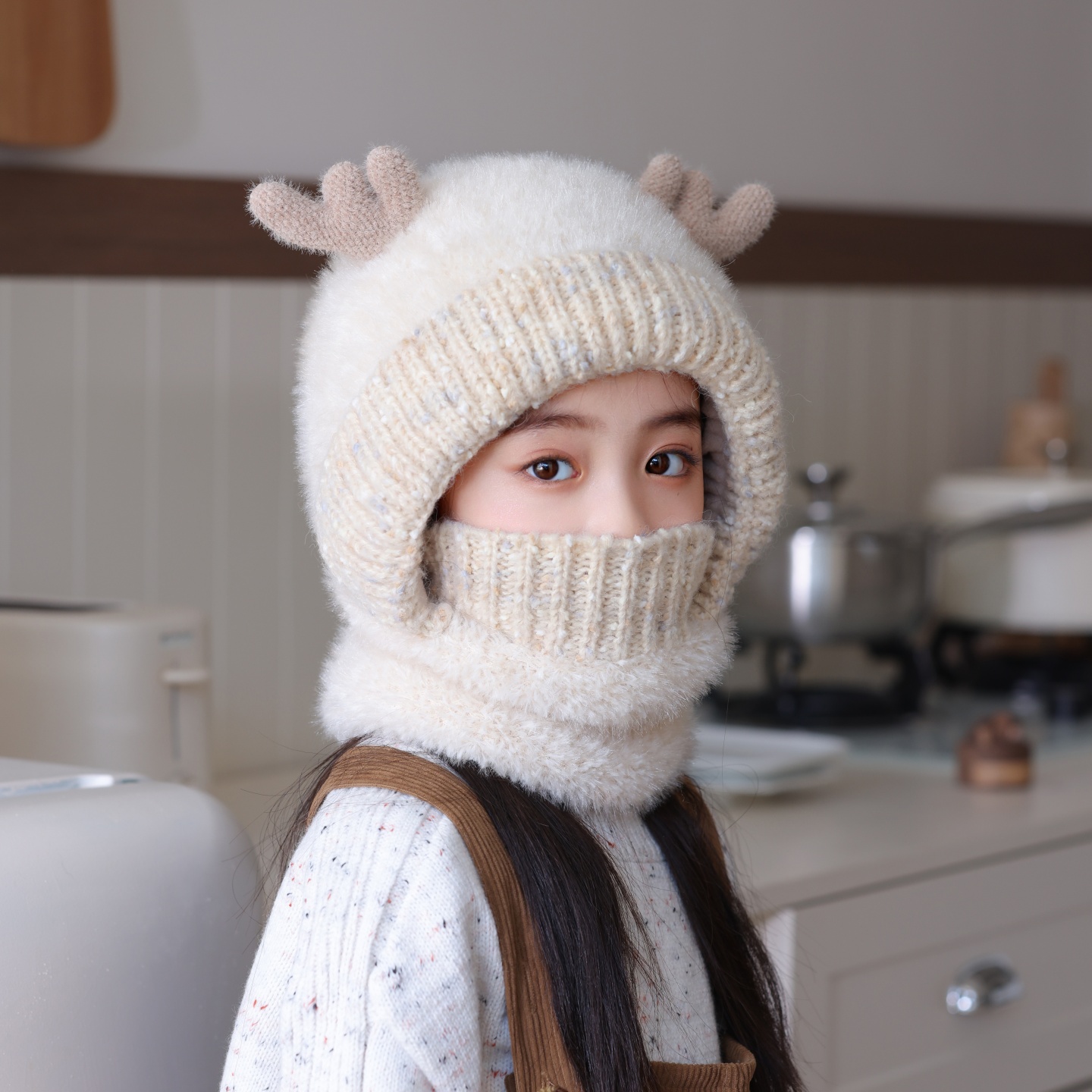 2025新款儿童针织毛绒帽围脖口罩