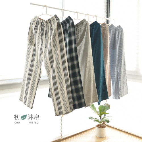 双层纱布全棉夏季清爽家居裤包邮