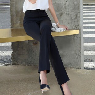 missy美熙黑色显瘦高腰职业直筒上班垂感工作正装 女春夏 加长西裤