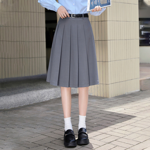 小个子高级感a字高腰面试垂感西装面料职场半身裙女百褶过膝中裙
