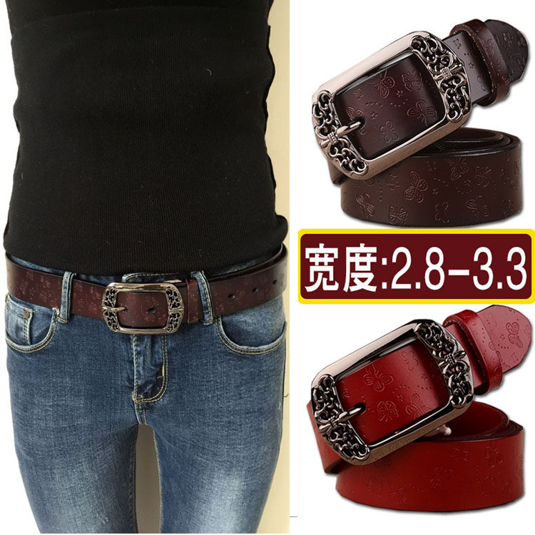 真皮女士皮带2024年新款时尚个性潮流爆款法式休闲复古牛仔裤腰带