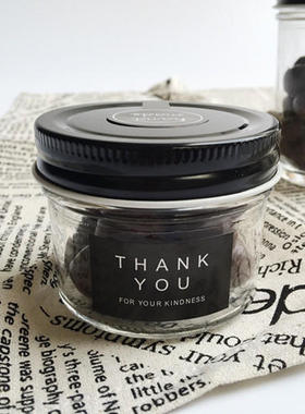 新款黑盖透明玻璃密封瓶鱼子酱果酱瓶蜂蜜酱菜瓶100ml200ml500ml