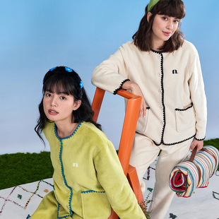 简诗哲24秋冬牛奶绒菠萝格复合女长袖睡衣保暖小香风可外穿家居服