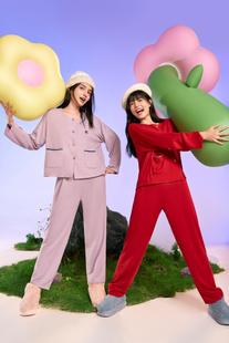 简诗哲24秋冬圆领云感绒女款套装甜美可爱家居服闺蜜款睡衣