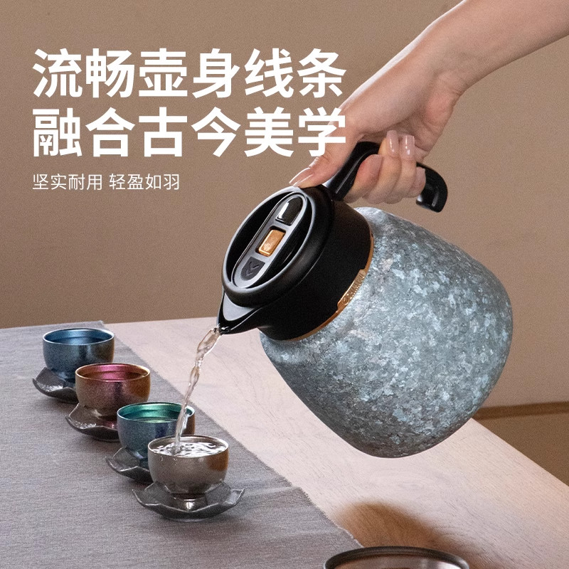 清水焖茶壶双层纯钛闷泡保温壶茶水分离泡茶壶家用温显老白茶水壶