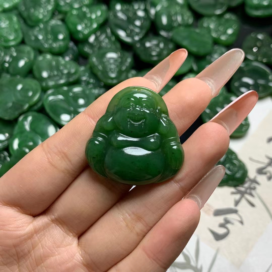 天然珠宝玉石和田玉吊坠碧玉佛公笑佛弥勒佛转运挂件玉坠甄选特惠
