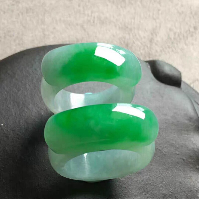 珍品缅甸满绿翡翠戒指老坑冰糯种阳绿马鞍扳指男款玉指环性价比高