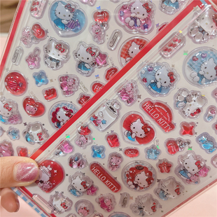 凯蒂猫浮雕贴纸HelloKitty三丽鸥儿童卡通装 饰立体3d可爱女孩贴画