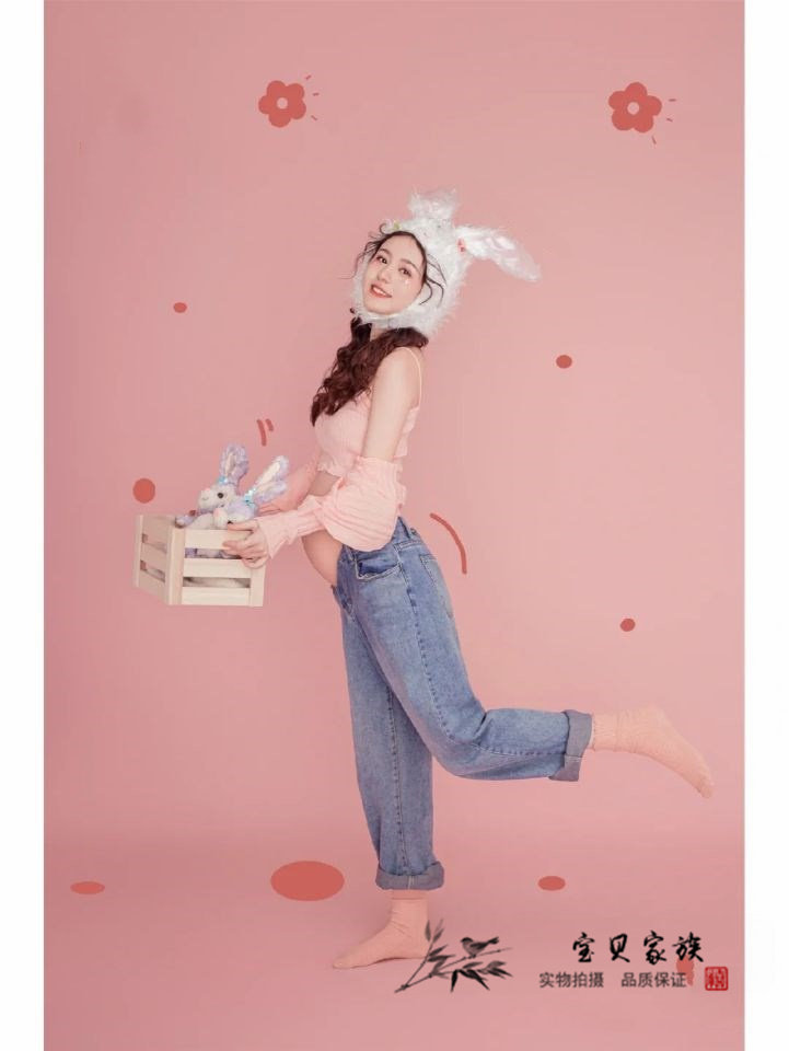 新款影楼孕妇照服装兔年主题拍照摄影可爱少女感孕妇装写真艺术照