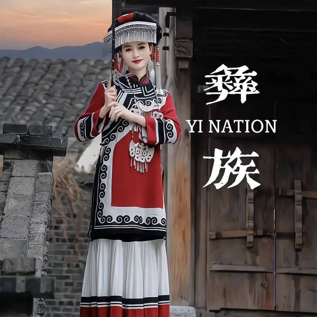 影楼新款彝族服装民族风设计感印花复古风格通勤套装女士旅拍衣服