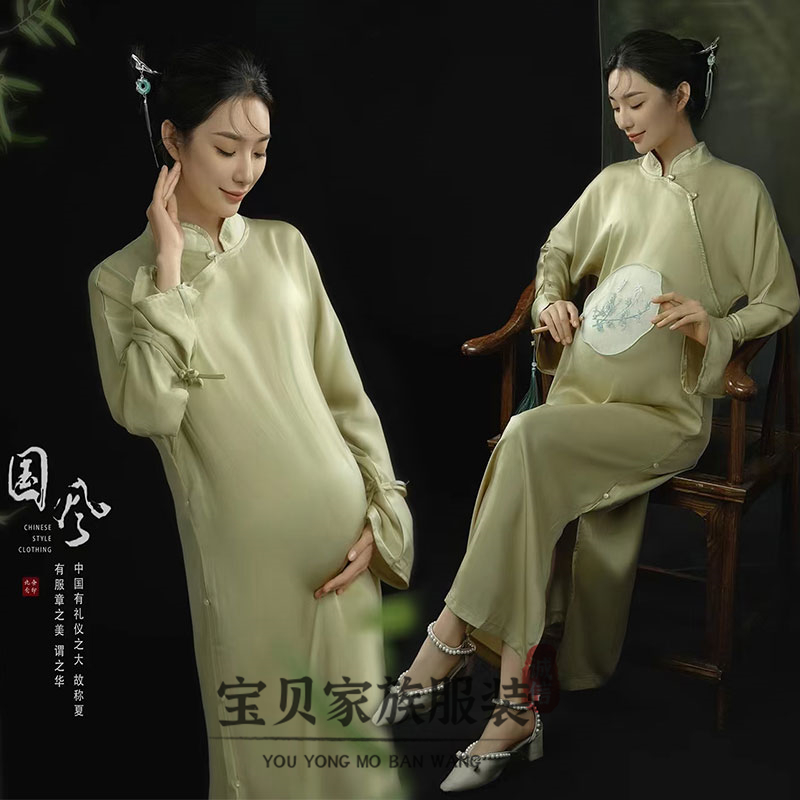 孕妇照影楼摄影服装新中式旗袍裙