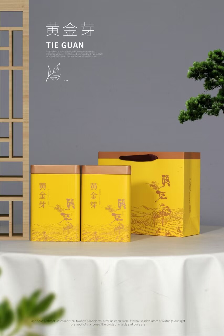 新款500g通用黄金芽铁罐包装盒2罐一斤茶叶罐铁盒空罐铁罐子包邮