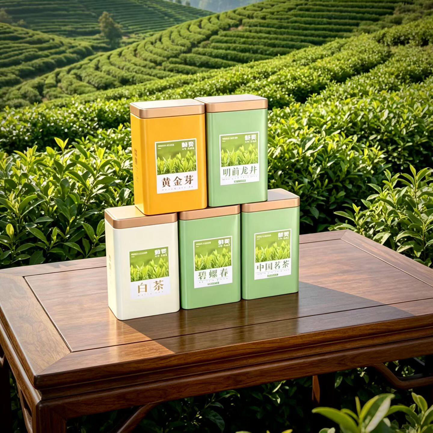 125g250g茗茶碧螺春龙井白茶黄金芽铁罐茶叶罐空罐包装盒铁盒包邮
