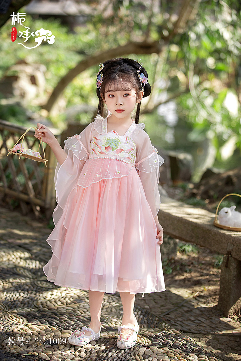 女童2024夏超仙中国风齐胸襦裙女孩古装连衣裙儿童高端汉服唐装