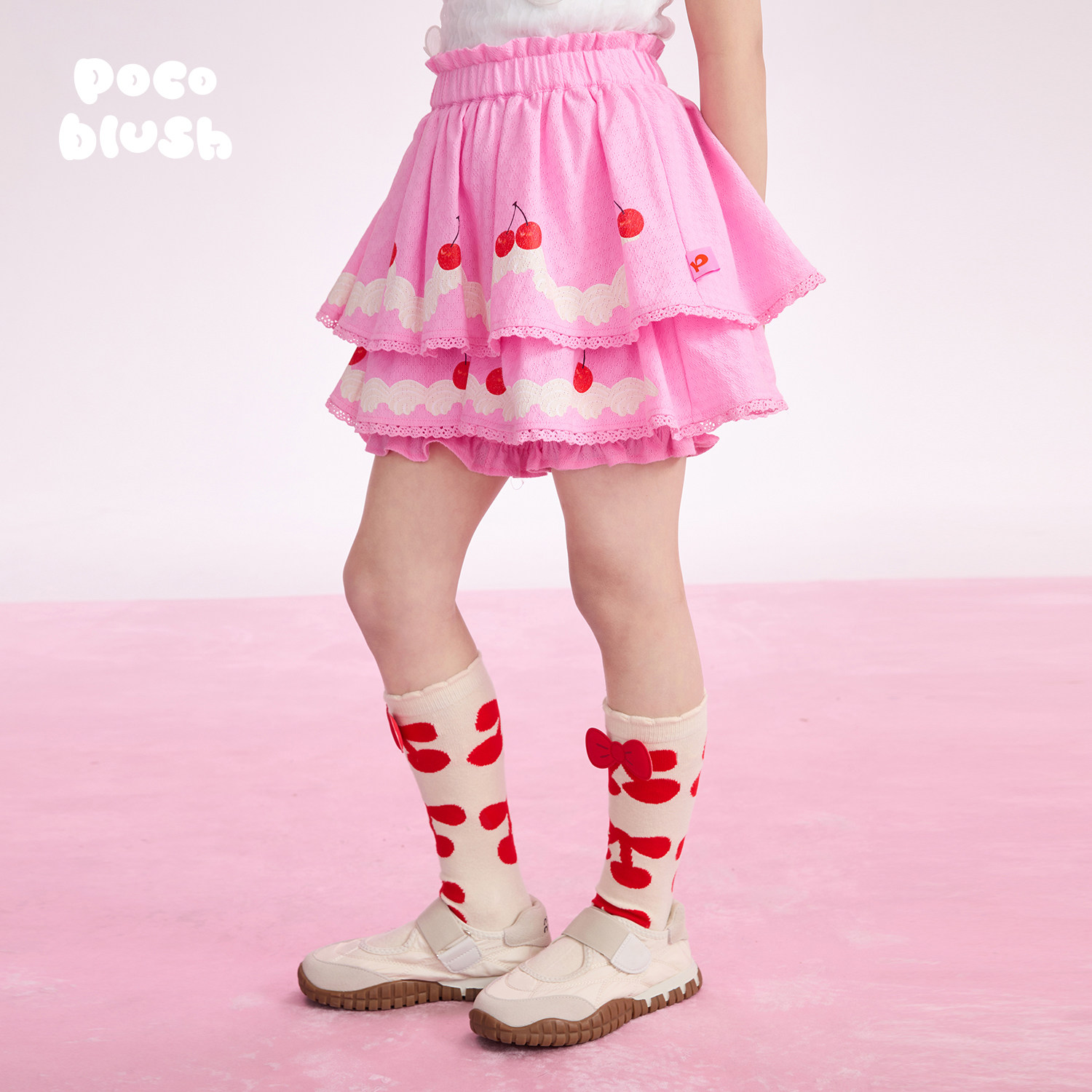 pocoblush【一枚蛋糕】奶油印花半裙女童春夏新款蛋糕蓬蓬裙裤裙