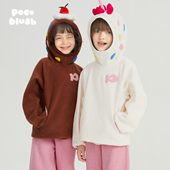 pocoblush 暖绒卫衣女童秋冬小女孩彩色立体玩偶上衣 草莓蛋糕