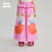 薄手绘沙滩裤 pocoblush原创夏威夷鱼尾猫海边印花裙裤 女童夏季 子
