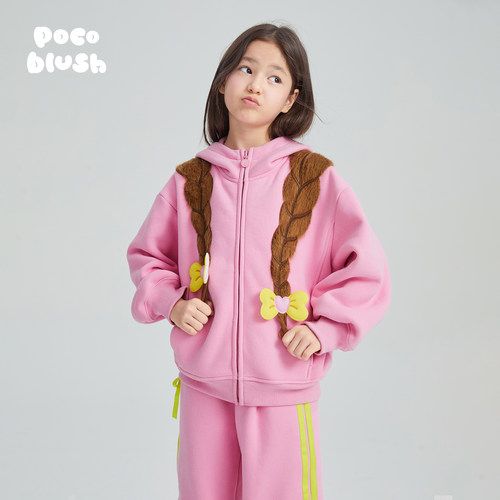 pocoblush麻花辫蝴蝶结卫衣套装