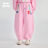女童手绘长裤 pocoblush 印花运动裤 2026秋冬新款 荡秋千 兔子