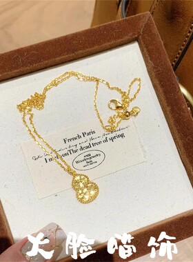 金色碎冰冰葫芦吊坠项链女简约风优雅爆闪福禄双全锁骨链2025新款