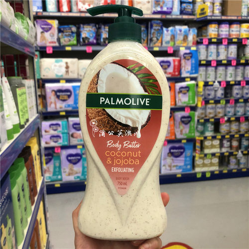 现货速发 澳洲Palmolive棕榄椰子去角质沐浴露身体磨砂膏二合一