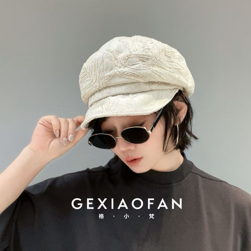 【格小梵】正品春夏新款女时尚百搭遮阳立体刺绣八角贝雷帽报童帽