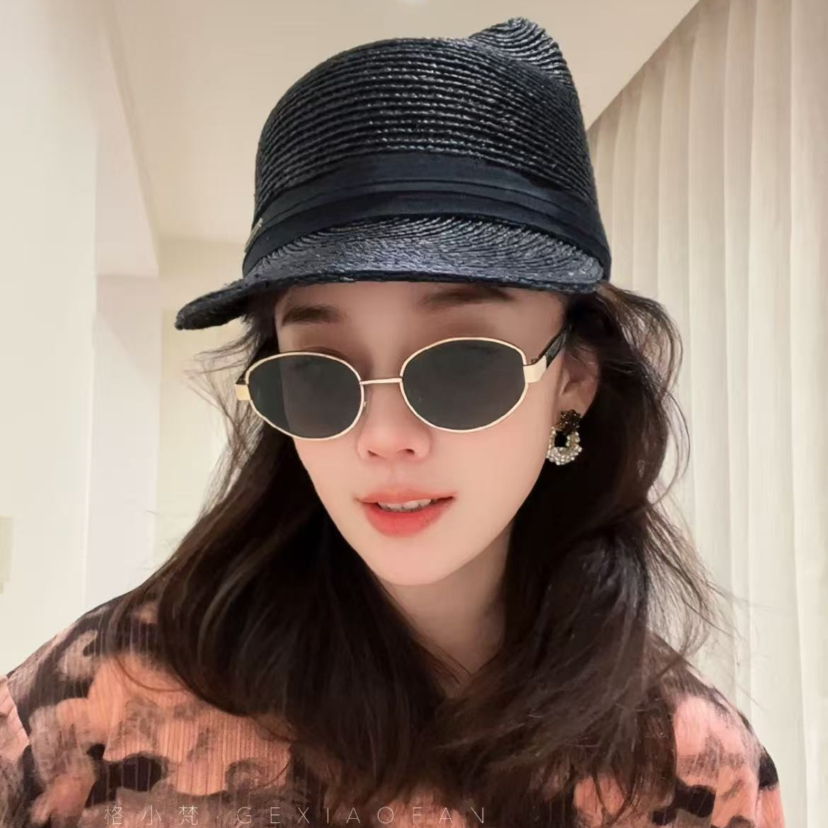 【格小梵】正品可爱猫耳朵拉菲草鸭舌帽女春夏韩版马术帽高级气质
