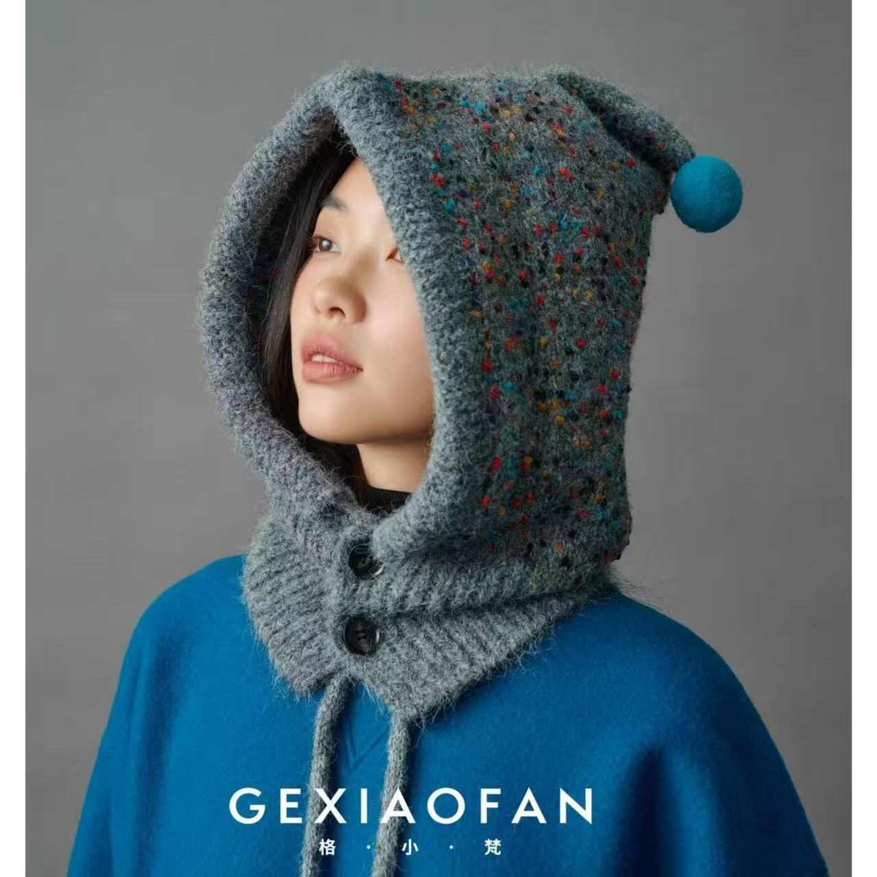 格小梵·韩版秋冬巴拉克拉法帽新款冬季保暖帽子女大头围针织帽女