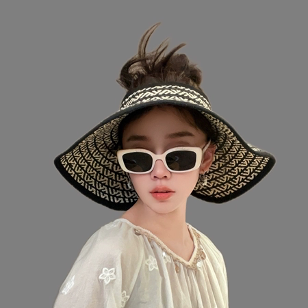 格小梵·正品夏季空顶草编大帽檐遮阳女防晒防紫外线显脸小草帽