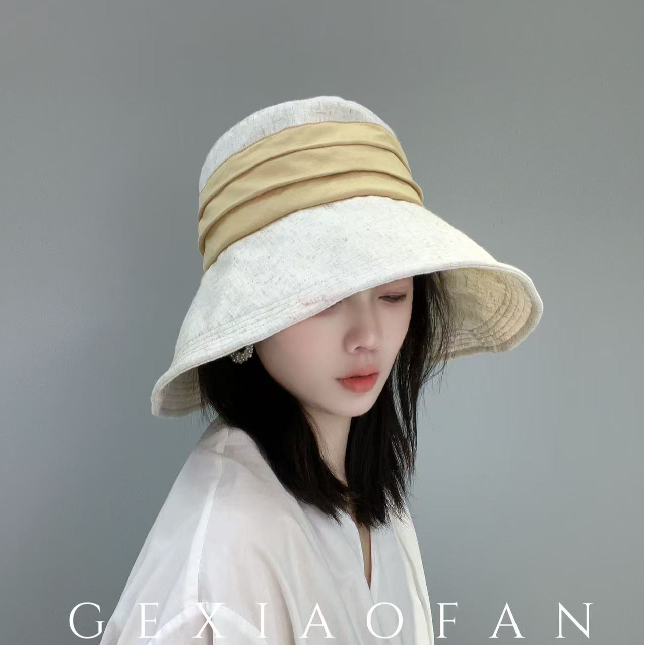 【格小梵】正品日系文艺渔夫帽春季大头围防晒帽夏季薄款遮阳帽女