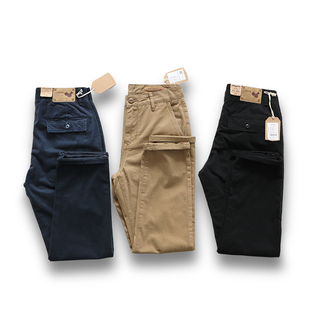 chino casual pants卡其色斜纹全棉小直筒阿美咔叽工装休闲长裤男