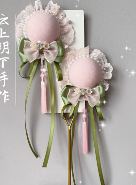 现货原创中华娘发包汉服配饰古风流苏粉绿色蝴蝶结发饰Lolita发夹