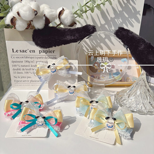 三丽鸥帕恰狗发夹可爱蓝黄玫粉色儿童洛丽塔对夹黑色耳朵拍照发饰