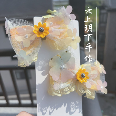 小小向日葵蝴蝶结洛丽塔luolita小清新儿童发卡边夹对夹发饰头饰