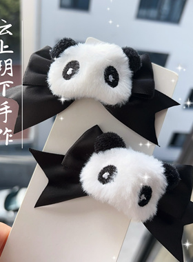 中华国风头饰旗袍lollita发饰民国功夫小熊猫女仆黑粉蝴蝶结发夹