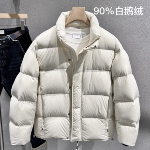 青年流行超轻保暖短款 新款 羽绒服 90白鹅绒立领面包服2025冬季 男士