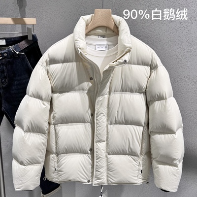 男士90白鹅绒立领面包服2025冬季新款青年流行超轻保暖短款羽绒服