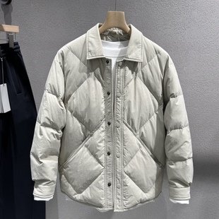 式 衬衫 羽绒服2025冬季 新款 90鸭绒外套 男士 青年流行翻领短款 轻薄款