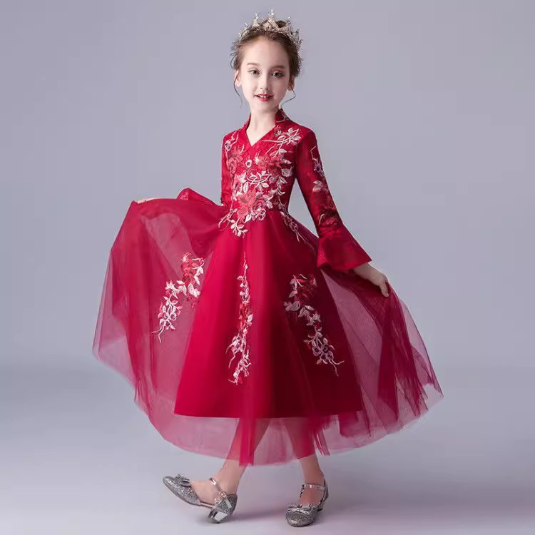 红色婚纱礼服蓬蓬纱秋冬装中国风旗袍唐装超仙汉服女拜年服