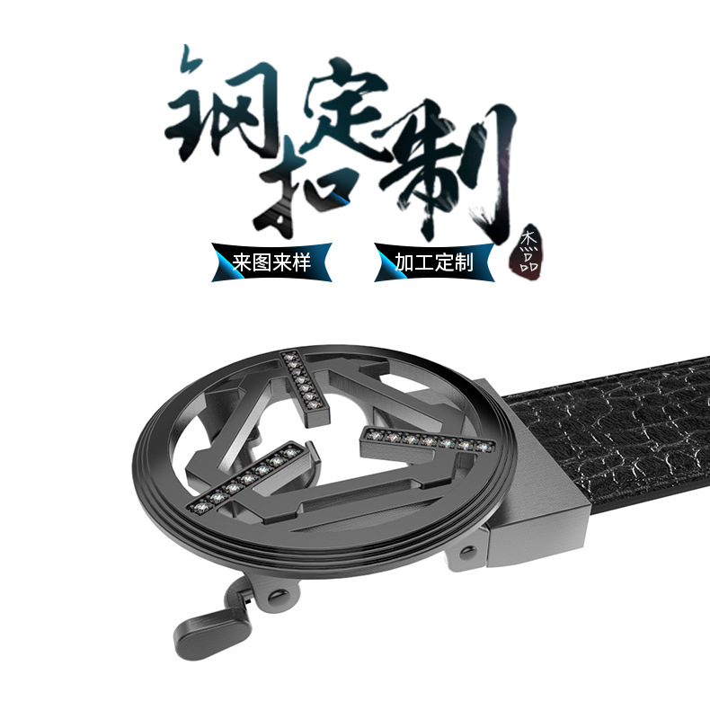 新款不锈钢腰带扣头男士自动扣双G字母皮带扣头纯钢扣头3.5cm现货