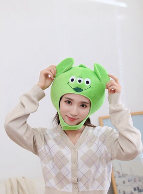绿色三眼头套帽子拍照道具写真道具卡通头套摄影道具