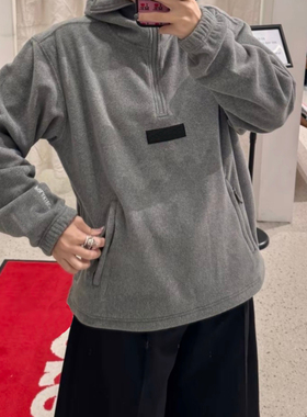 联名款Face Mask Half Zip Hooded Sweatshirt连帽卫衣卫裤套装