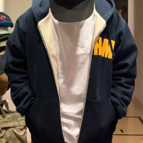 华夫格24FW ARC THERMAL LINED ZIP UP HOODED贴布字拉链连帽卫衣