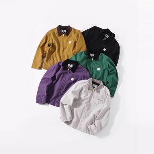 成衣酵洗定织高密纯棉帆布面料WIP重磅底特律夹克外套 男女同款