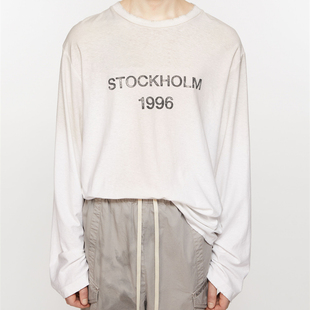 原创AC25水洗做旧1996字母logo印花短袖长袖T恤 男女同款