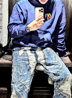 美潮原创SS24 Gradient Hooded Sweatshirt 渐变字母印花连帽卫衣